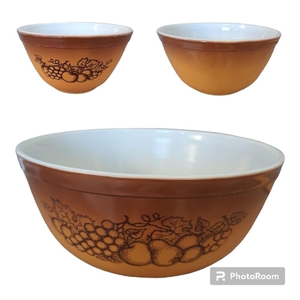 Pyrex vintage set of 3 bowls by corning N.Y USA 403 2.5 L 402 1.5 L 401 750 ml - Picture 2 of 15